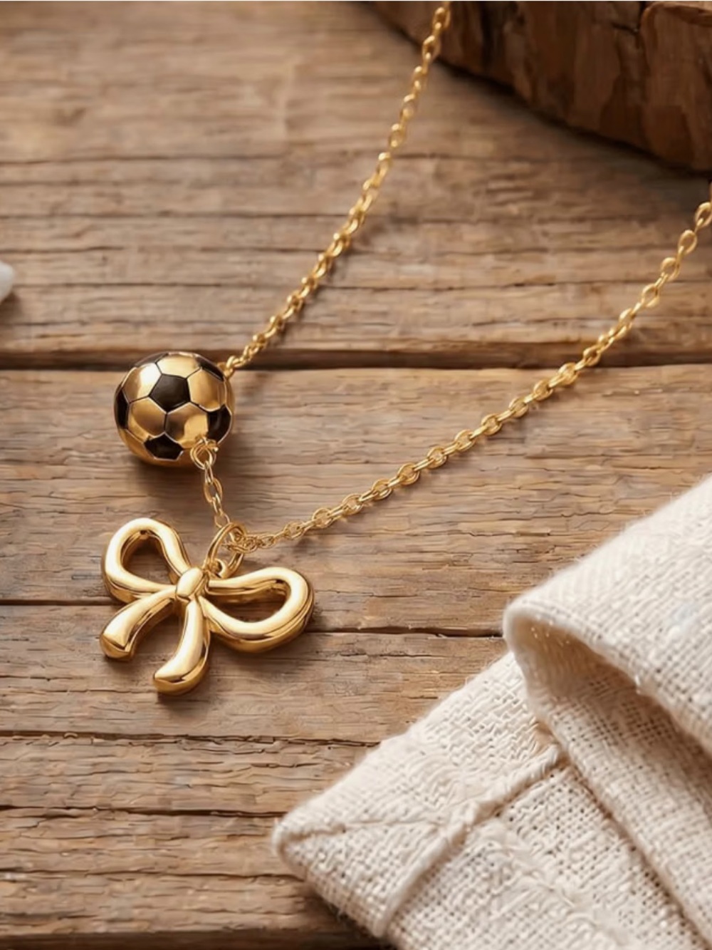 18K Gold Plated Bow Soccer Necklace